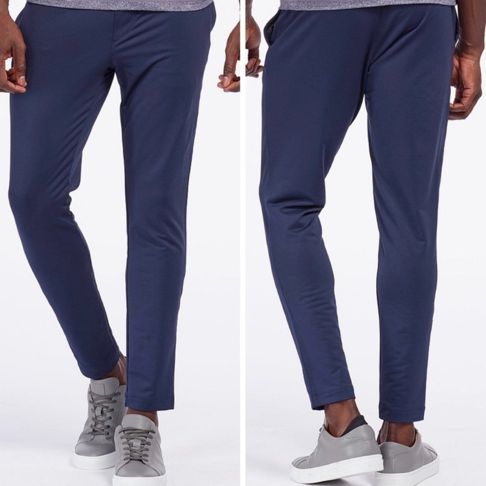 RHONE Men’s Micro Terry Track Pants Tapered Leg Navy Blue size M